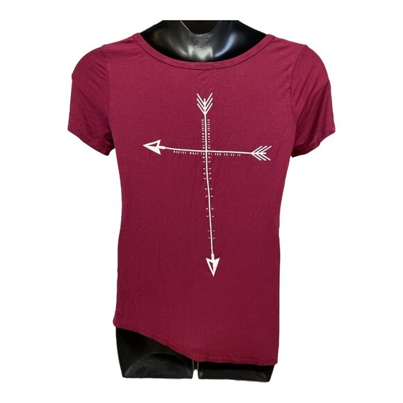 Moonchild Size LARGE Maroon Burgundy Arrows Cross Arrow Shirt Top Blouse - Picture 3 of 4